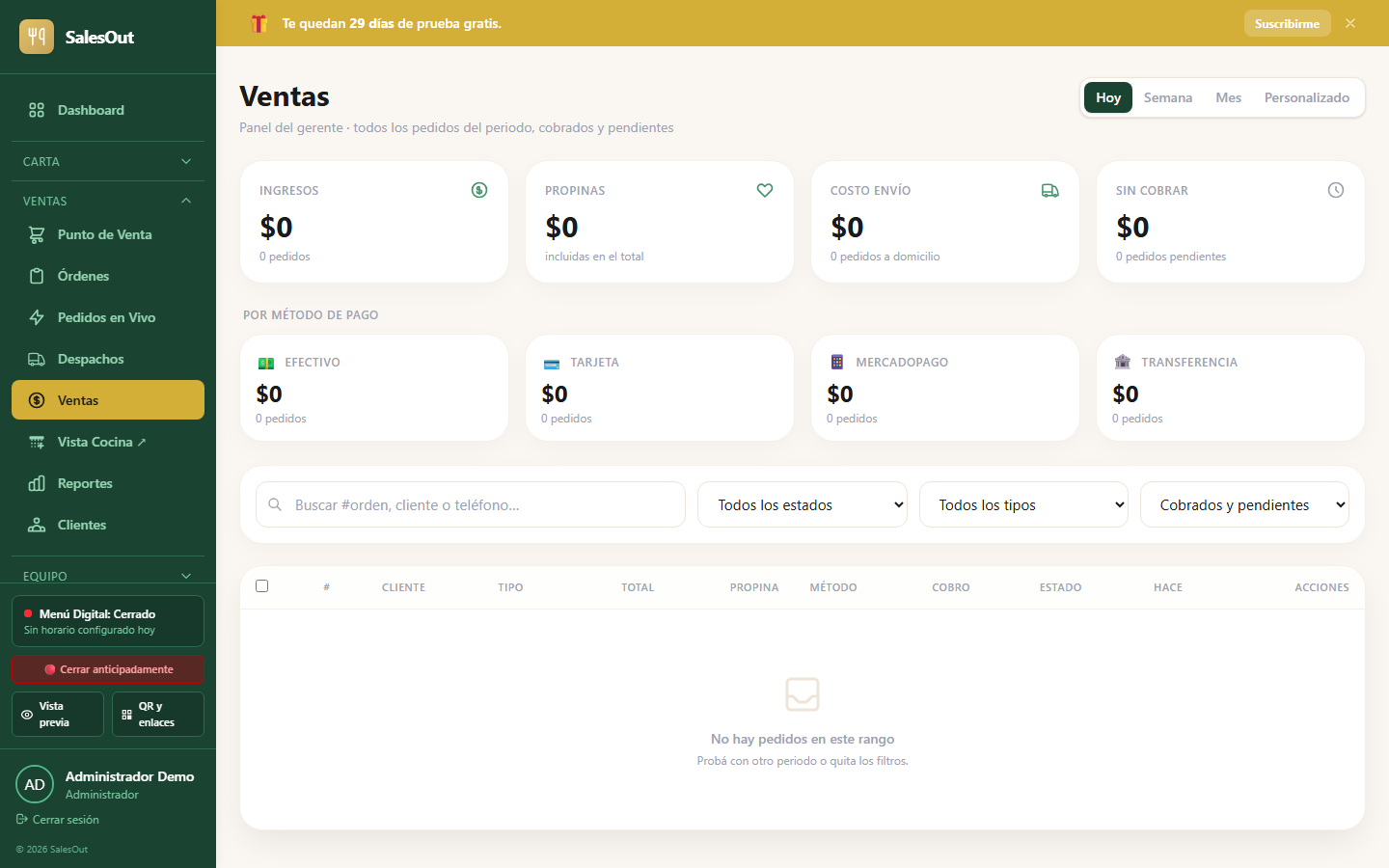 Panel de ventas SalesOut