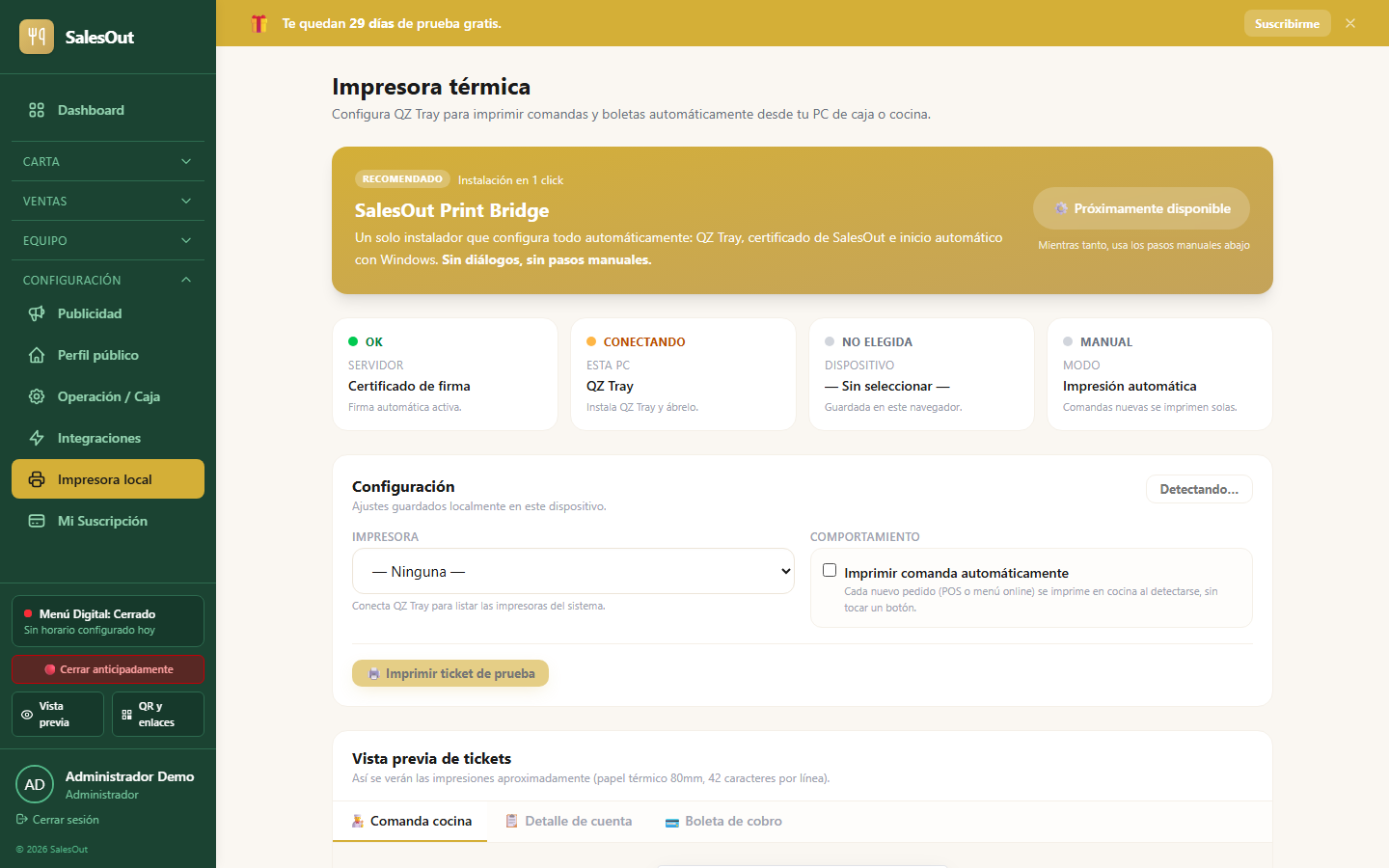 Config impresora SalesOut