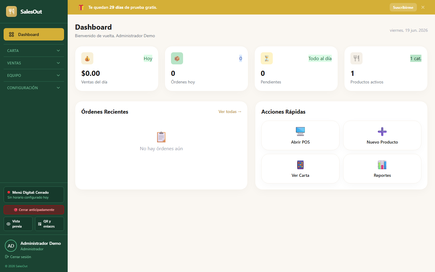 Dashboard después de onboarding