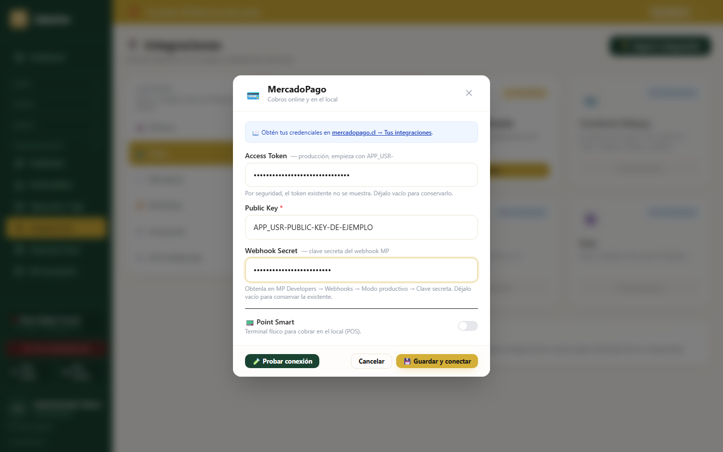 Campos MercadoPago completados